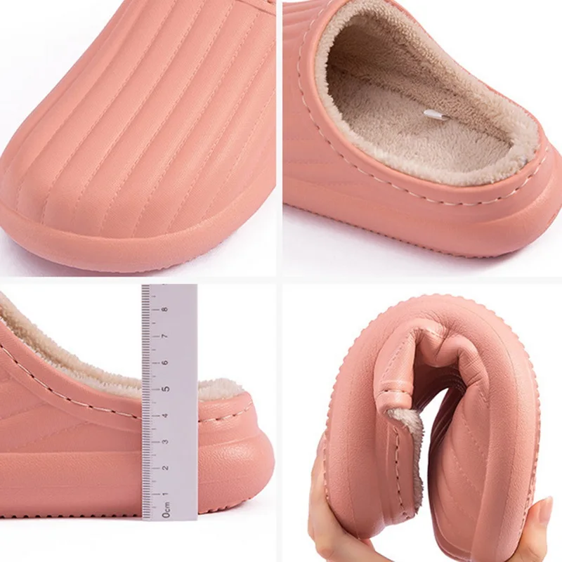 

Winter Warm Plush Slippers Waterproof Slippers Men Indoor Slippers Lovers Home Slipper Thick Sole Femael Kitchen Shoes