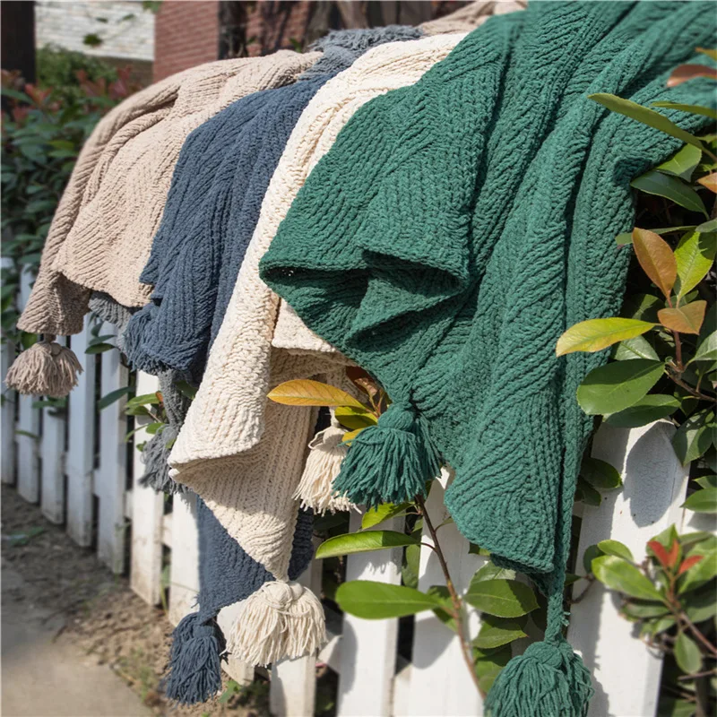 

2020 Fashion Knitting Twill Wool Blankets Casual Sofa Cover Blanket Bed Towel Tassel Decorative Solid Color Throws