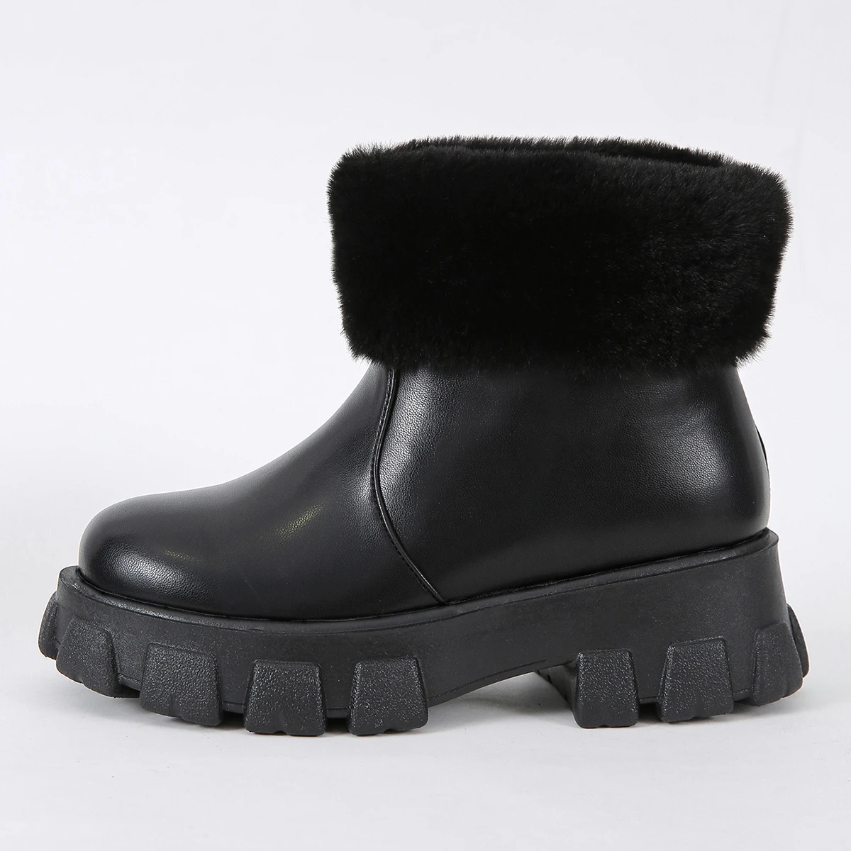 

New Chunky Platform Warm Plush Winter Boots Women Hidden Heels Waterproof Snow Boots Woman Crystal Fur Ankle Boots Shoes