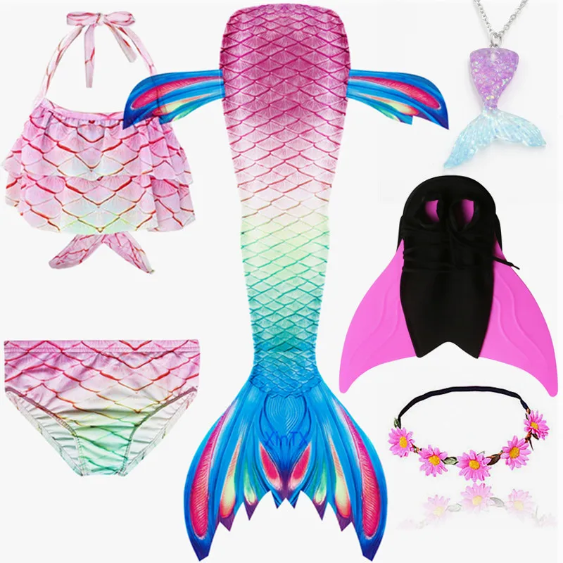 6 шт./компл. лидер продаж хвосты русалки Моноласты плавательные для детей летняя