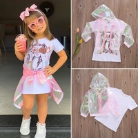 1 6y summer lovely inafnt baby girls dresscoat 2pcs sun protective coat short sleeve zipper printed see through clothes