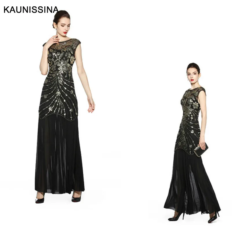 Элегантное Длинное Вечернее Платье С Блестками Vestido халат бисер ручной работы