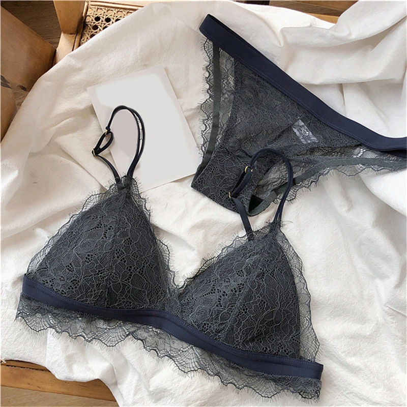 

Adjustable Female Underwear Ladies Back Closure Daily Underwear Fashion Plush Lace Patchwork Sexy Bra + Panties 2 pieces/set