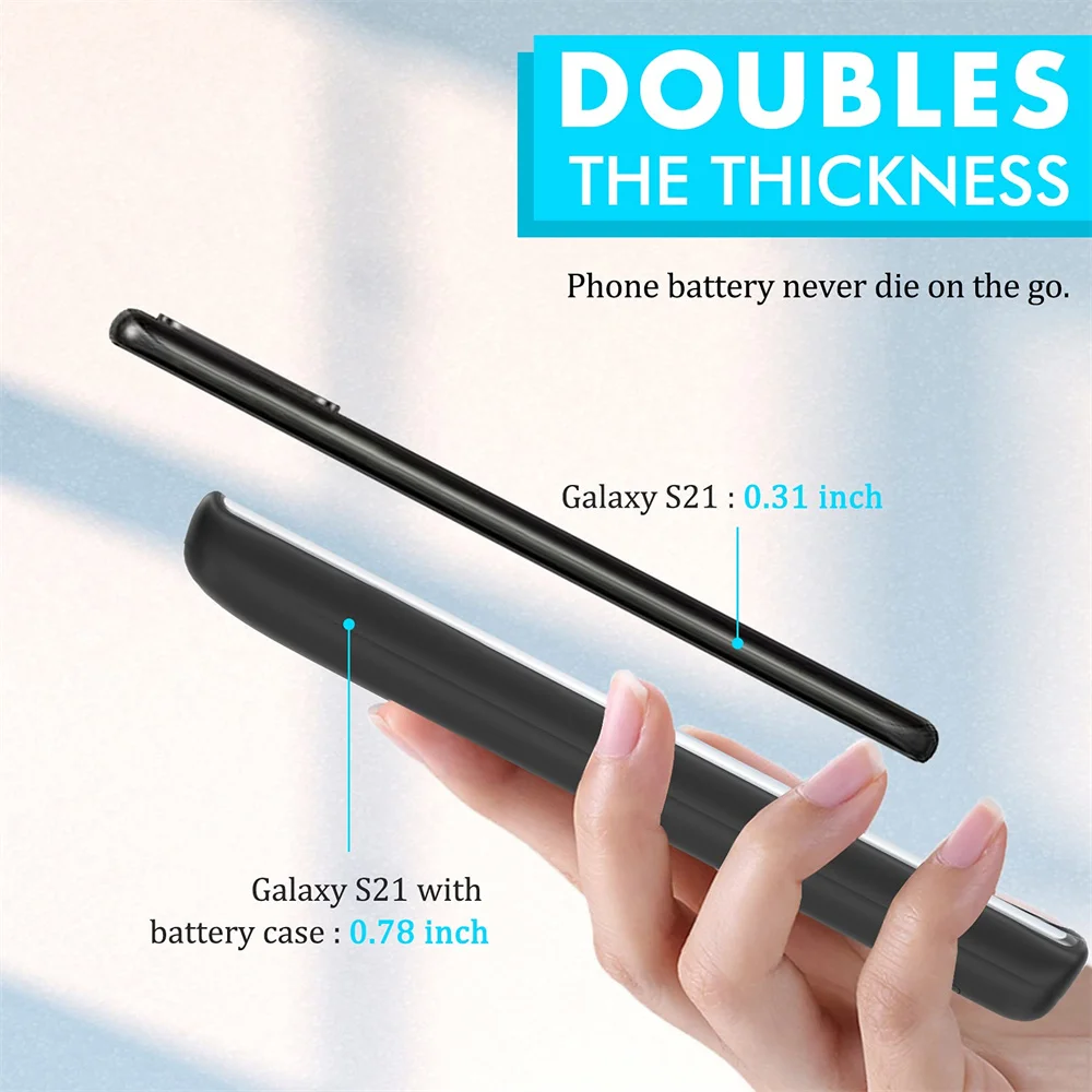 external battery charger case for samsung galaxy s21 ultra s21 plus charging case portable mobile phones powerbank charger cover free global shipping