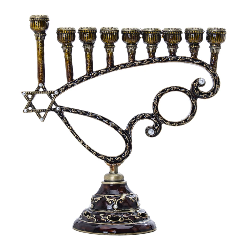 Type 3 H& D 5 стилей Иудейская Менора Античная коллекция Hanukkah Menorah Статуэтка ручная роспись подсвечник держатель для дома вечерние украшения подарок - Цвет: Type 3