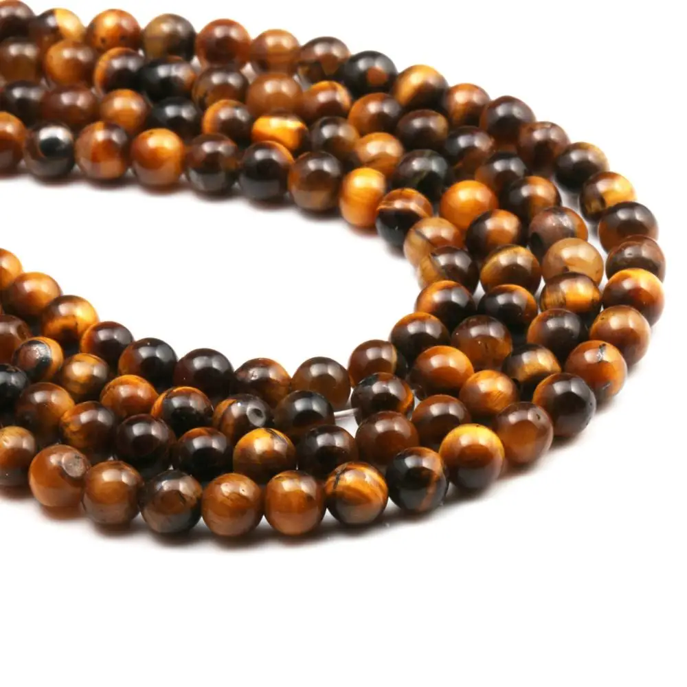 

Natural Stone Brown Gold Tiger Eye Round String Beads 15" Strand 4 6 8 10 12 14mm Pick Size For Jewelry Making Necklace Bracelet