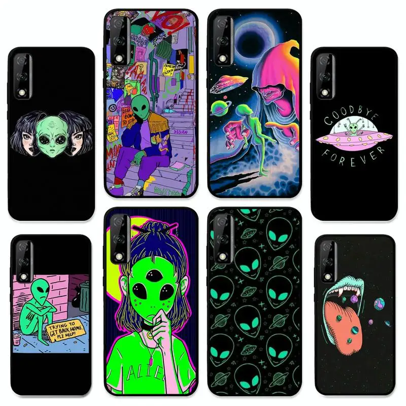 

Aesthetics Cute Cartoon alien space Phone Case For Huawei Y9 Y8 Y6 Prime Y7 Pro Y8s Y5 Mate 20 Pro 10 lite Cover