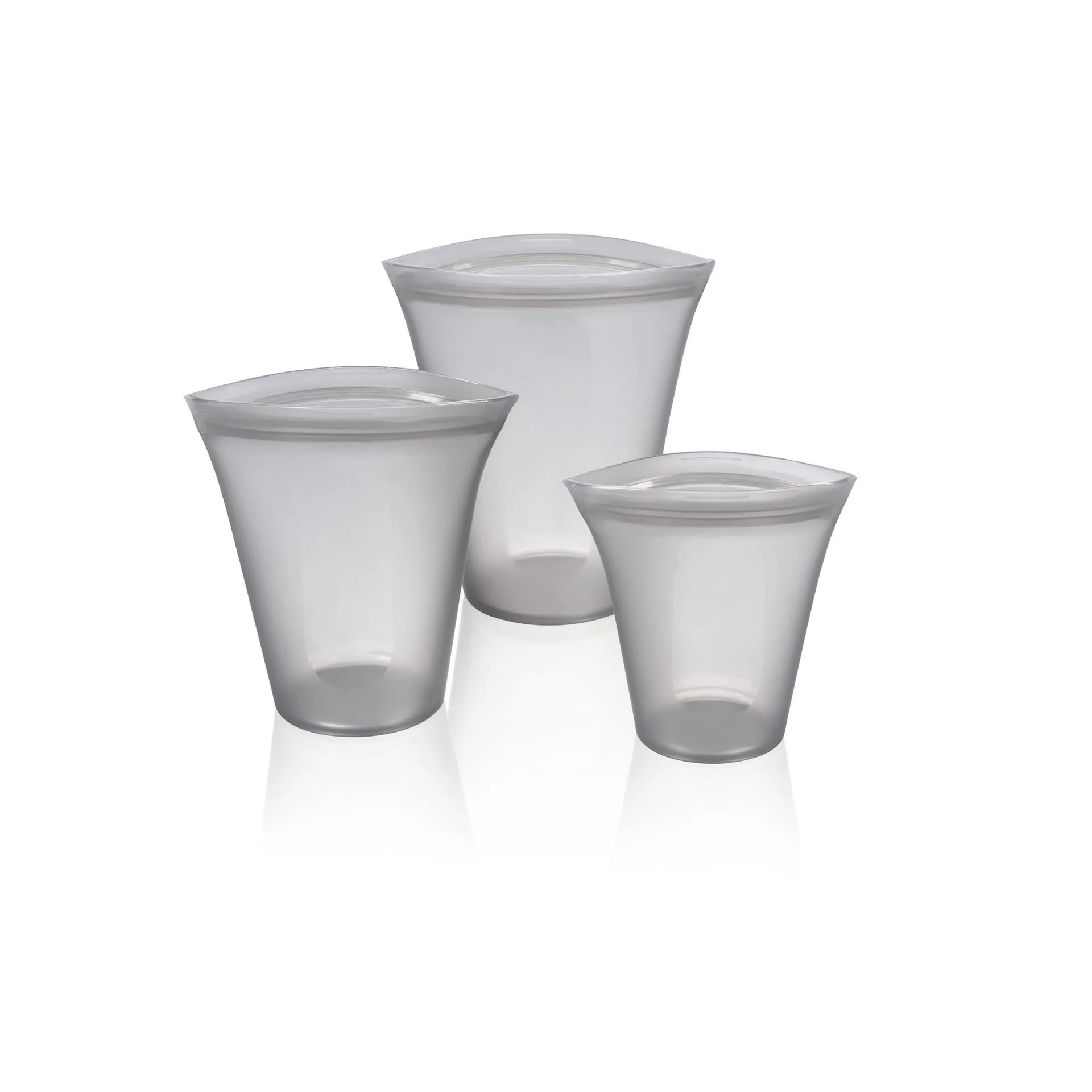 3PCS Cups Grey 2 шт/3 шт кухонные многоразовые силиконовые герметичные контейнеры с замком-молнией, набор оригинальных силиконовых чаш для хранения еды, чашки, сумки, набор - Цвет: 3PCS Cups Grey
