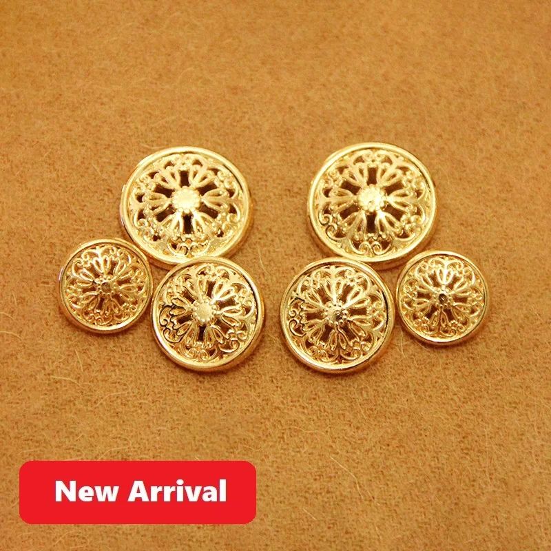 

5Pcs Golden Hollowed-out Buttons Suit Button for Clothing DIY Sewing Accessories For Needlework Handy Work