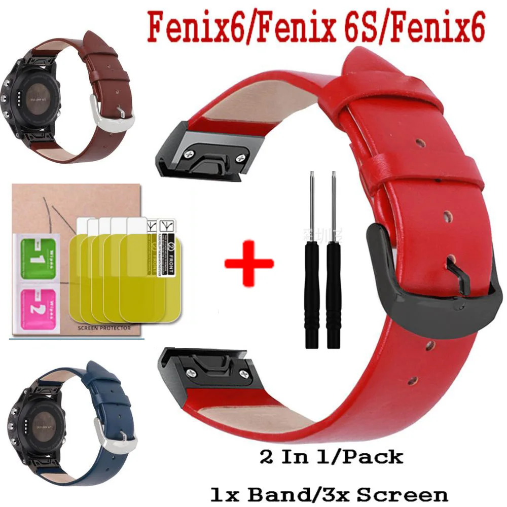 Кожаный ремешок 2 в 1 для Garmin Fenix 6X/Fenix 6/Fenix 6 S наручных часов с быстрой посадкой +