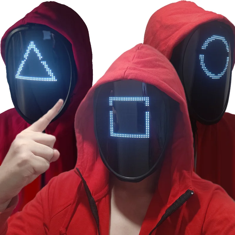 Bluetooth RGB Led Lights Up Diy Picture Animation Text Halloween Xmas Carnival Costume Party Display Game Mask Child GIFT | Канцтовары