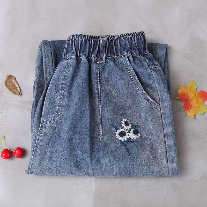 Осенние зимние джинсы женские большие размеры свободные 2019 Новый женский с