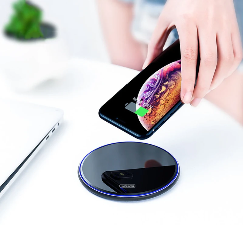 Rocketek 10 Вт Qi Беспроводное зарядное устройство для iPhone X/XS Max XR 8 Plus Видимый элемент беспроводной зарядной площадки для samsung S9 S10+ Note 10