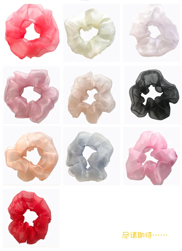 

Women's Net Yarn Hair Scrunchies Elastic Hair Bands for Girls Solid Color Ladys Ponytail Holder Lattice Hair Accessories Gifts