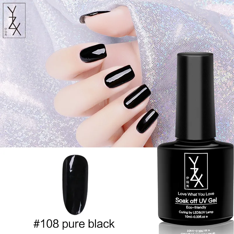 Color108Pure Black YXZ УФ/светодиодный гель для ногтей Soak Off 10 мл Toenail эмалевый лак Черный молочный белый желтый зеленый красный лак для ногтей для милых женщин - Цвет: Color108Pure Black