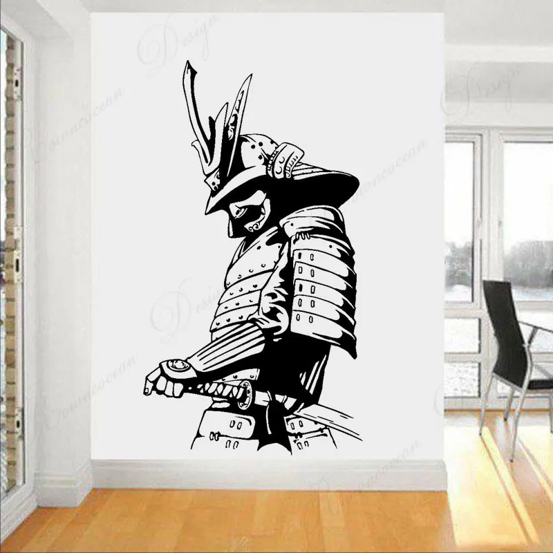 

Japanese Samurai Asian Warrior Fighter Sword Wall Stickers Vinyl Home Decor For Living Room Bedroom Decals Removable Murals 4364