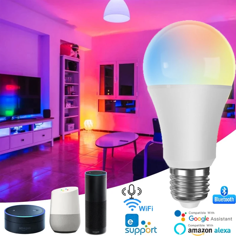 

Умная Светодиодная лампа E27 2 в 1 с таймером RGB + CCT и поддержкой Wi-Fi и Bluetooth