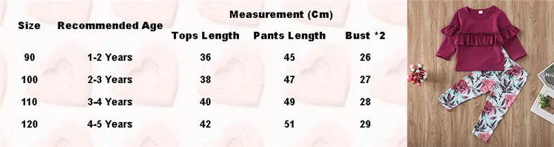 

2Pcs Infant Baby Girls Kids Ruffle Long Sleeved Top Romper Flower Pants Clothes