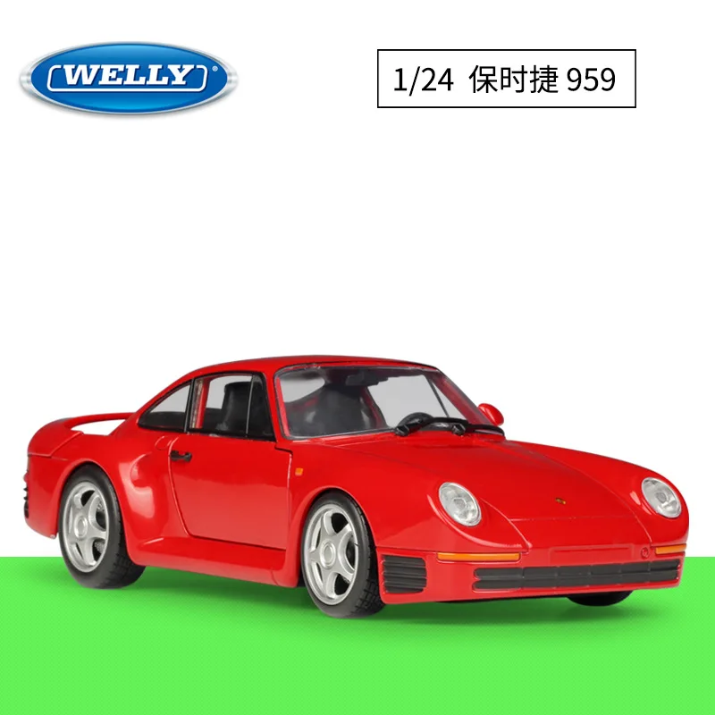 

Подлинная модель автомобиля Welly 1:24 из сплава Модель Porsche 959 коллекция для взрослых дисплей подарок для детей горячие игрушки