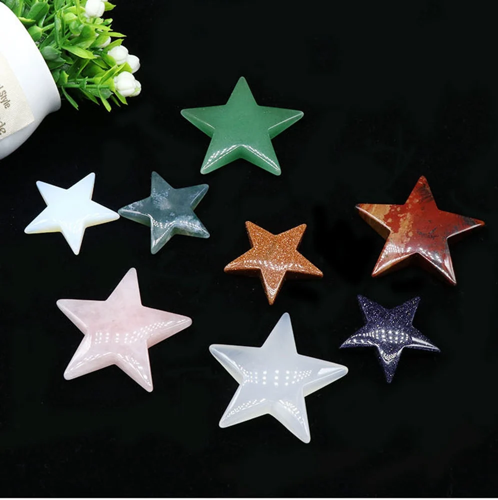 Healing Crystal Stars Handmade Craved Palm Worry Stone Chakra Reiki Balancing Charms Ornaments Display 32/45 for Jewelry Making
