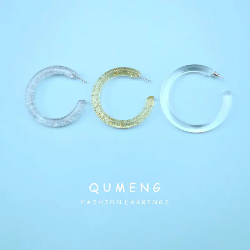 Женские серьги с кристаллами QUMENG 2020 корейские из смолы акриловые кольца