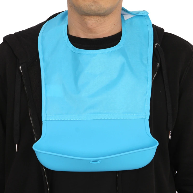 

Adult Bib Mealtime Clothing Protector with a Detachable Crumb Catcher Anti-leakage Bib for Seniors Elderly Disabled MU86