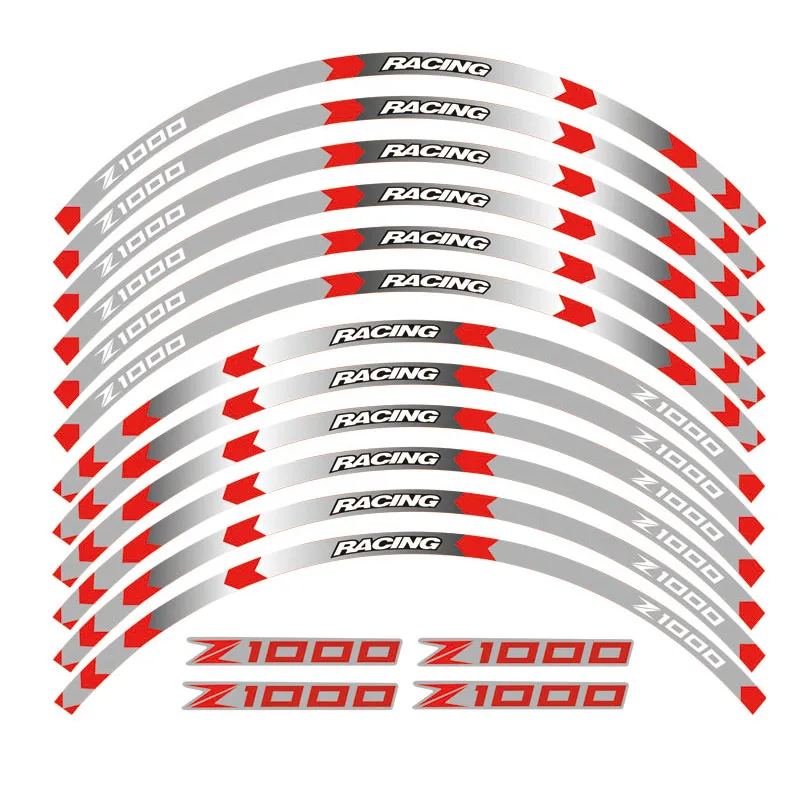 

New high quality 12 Pcs Fit Motorcycle Wheel Sticker stripe Reflective Rim For Kawasaki Z1000