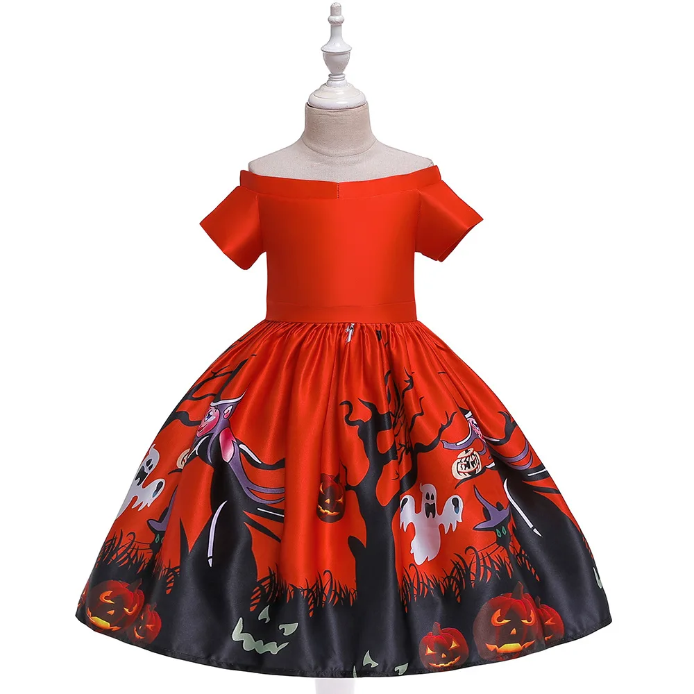 

Princess Girls Formal Party Dress Kids printing Dresses for Halloween Party Prom Gown children Clothes Christmas Girls Prom Gown