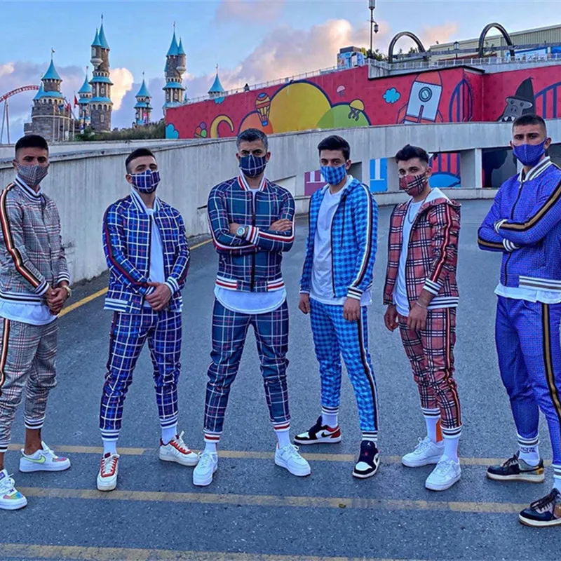 

New Men's casual sets new brand jogging track suit zipper hoodie jacket + pants 2PC set of men's sportswear sports men suits