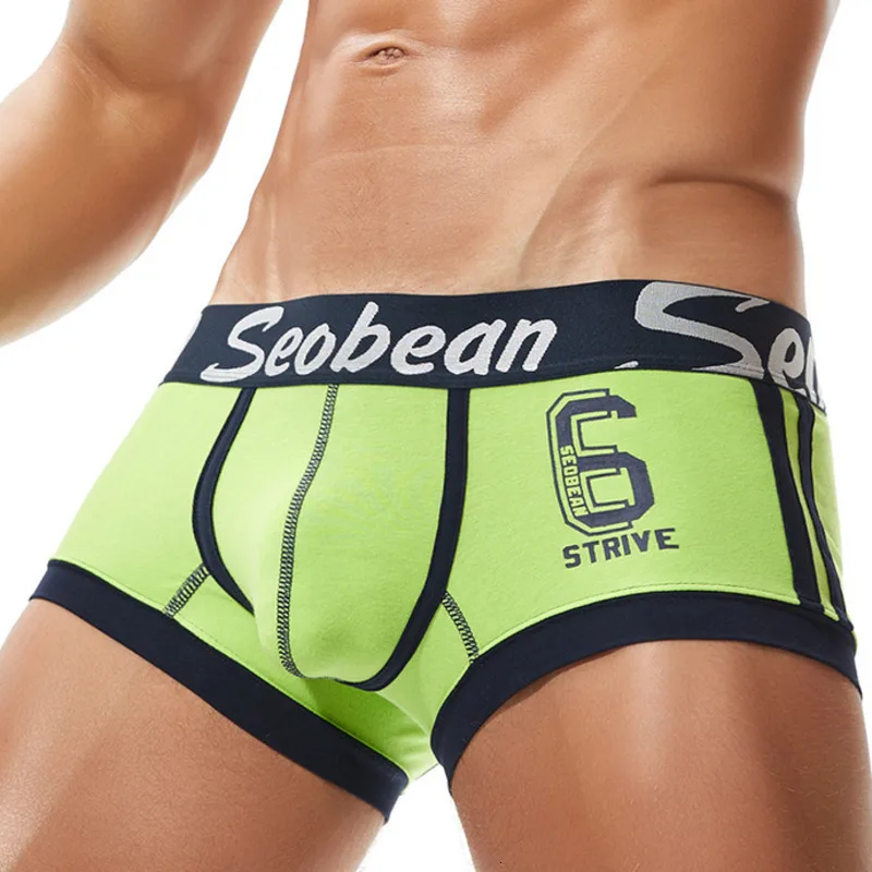 

4pcs/lot Sexy Mens Underwear Boxers Cotton U Bulge Men Boxer Shorts Trunks Underware Seobean Brand Male Underpants Low Waist