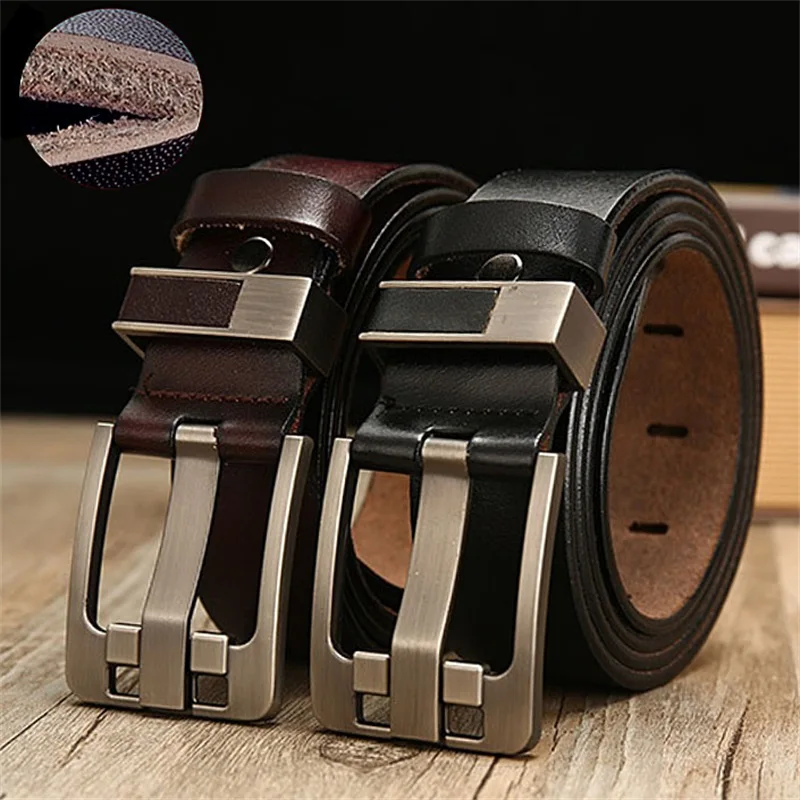 Top Layer Leather Cowskin Genuine Leather Belts Male Belt For Jeans Classical Designer Strap Vintage Pin Buckle Belts Men