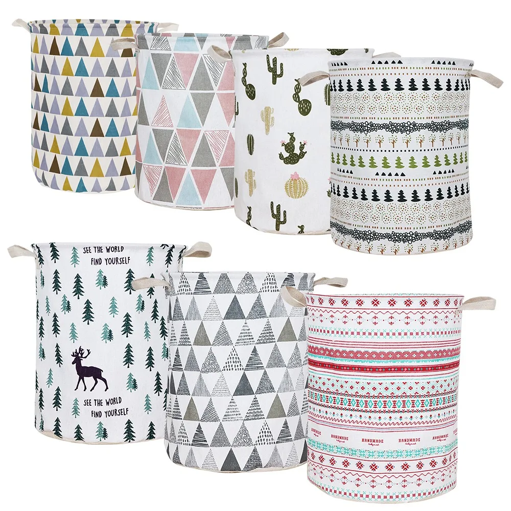 Портативная корзина для грязной одежды из хлопка и льна водонепроницаемая