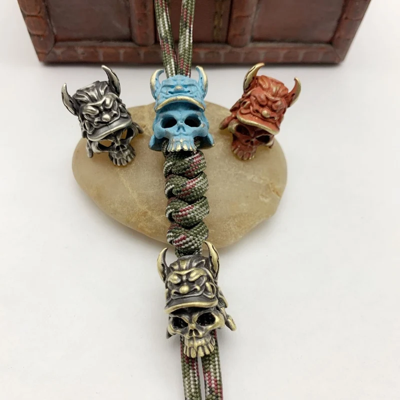 Бусы из паракорда ручной работы с черепом на половину лица бусы шнурок латунные