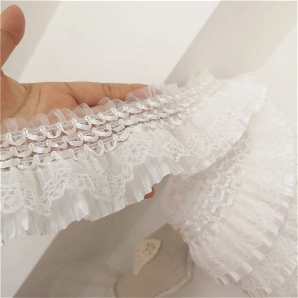 1 ярд белая эластичная кружевная отделка лента с цветами украшение для