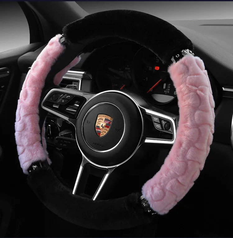Чехол на руль зимняя короткая плюшевая автомобильная ручка средний размер 38 см