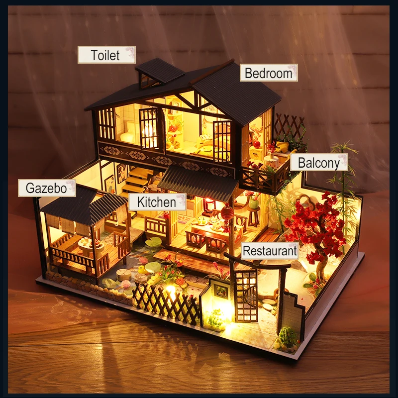 

DIY-KIT Diy Dollhouse Miniature With Furniture Wooden Miniaturas Doll House Puzzle Toys For Children Christmas Gifts P2