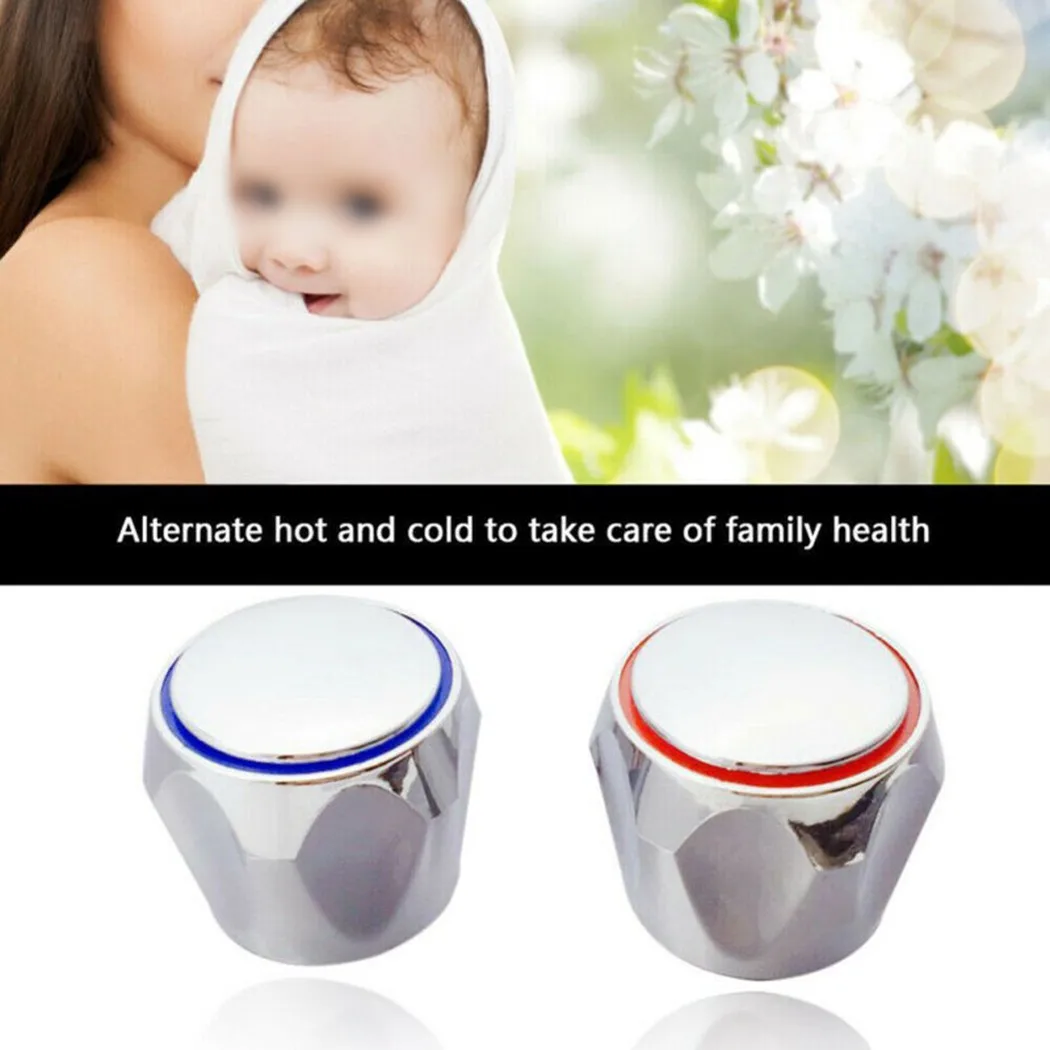 

Hot And Cold Tap Top Head Faucet Cover Handle Chrome Plated Replacement Accessory Home Faucet Handle Knob
