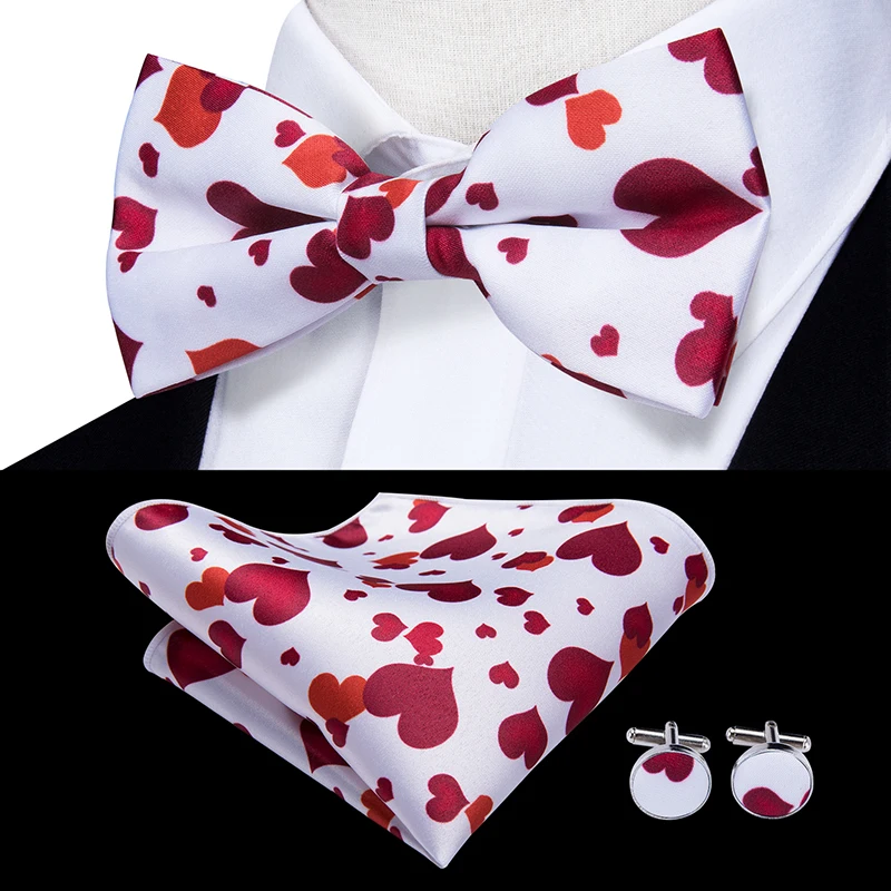

Hi-Tie Silk Adult Men's Bowtie Pre-Tied Butterfly Ties for Men Fashion Red Heart Wedding Party Men's Male Fashion Bowtie Set