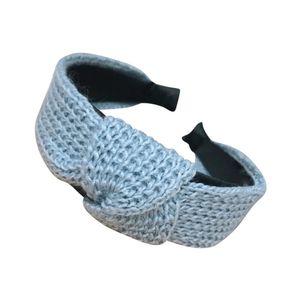 Ободок для волос Однотонный женский простой вязаный обруч с бантом милый модный