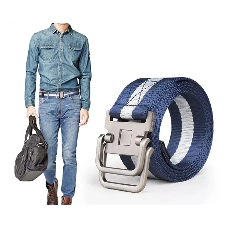 Мужской вязаный ремень из сплава повседневный нейлоновый холщовый для