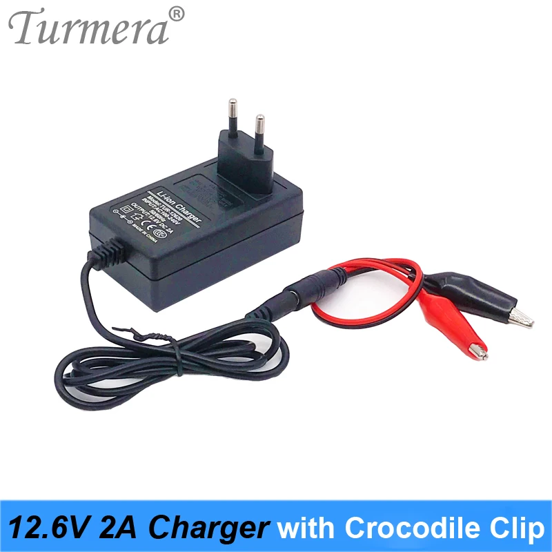 Turmera 12V 12.6V 2A Lithium Battery Charger with Crocodile Clip for Lead Acid 7Ah 10Ah20Ah Motorcycle Power | Электроника