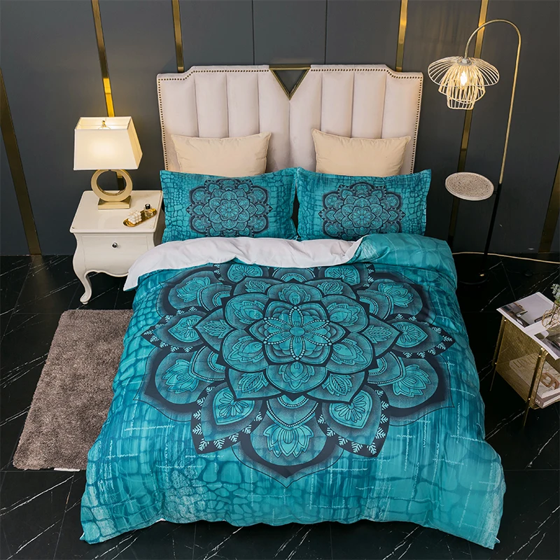 

Bohemian Green Exotic 3D Reactive Printed Bedding Sets Sanding Duvet Cover+Pillowcase 2-3PCS Set Twin Full Queen King Size