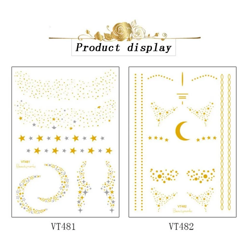 Водонепроницаемая Временная наклейка на Рождество Хэллоуин лицо Золотая фольга