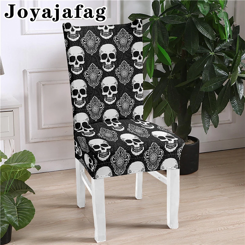 

Skull Design Elastic Chair Cover Removable Anti-dirty Kitchen Stretch Seat Covers For Hotel Dining Room Decor