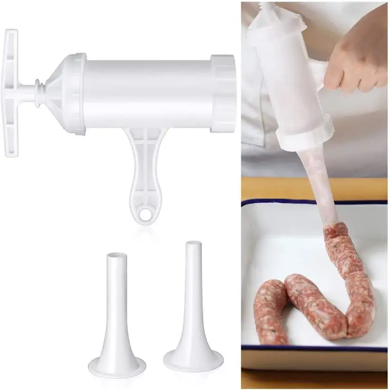 

Sausage Stuffer Manual Sausage Maker Plastic Meat Filler Stuffer Funnel Tubes Sausage Filling Tool Hand Operated Meat Grinder