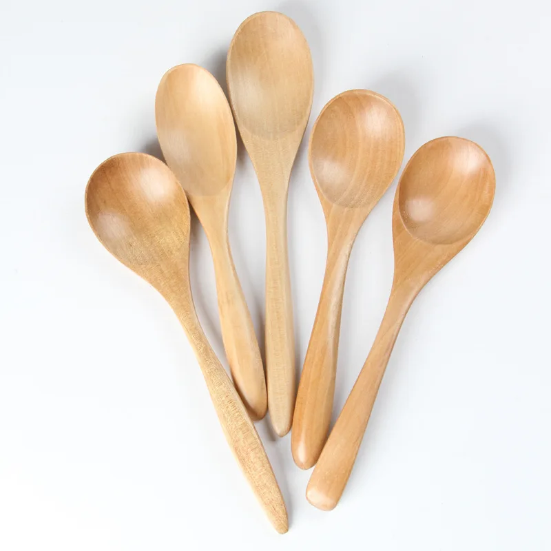 

2 PC Wooden Spoon Kitchen Cooking Utensil Tool Soup Teaspoon Catering Supplies Baking Mixing Soup Solid Wood Tableware Spoon
