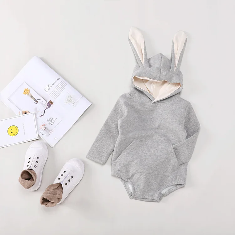 

7993 Baby Clothes Cute Baby Girl Bodysuit Spring And Autumn Boy Cartoon Bodysuit Treasure Rabbit Ear Toddler One Piece Clothes