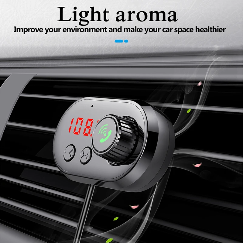 Fm-передатчик Bluetooth V5.0 Handsfree USB Автомобильное зарядное устройство MP3-плеер с