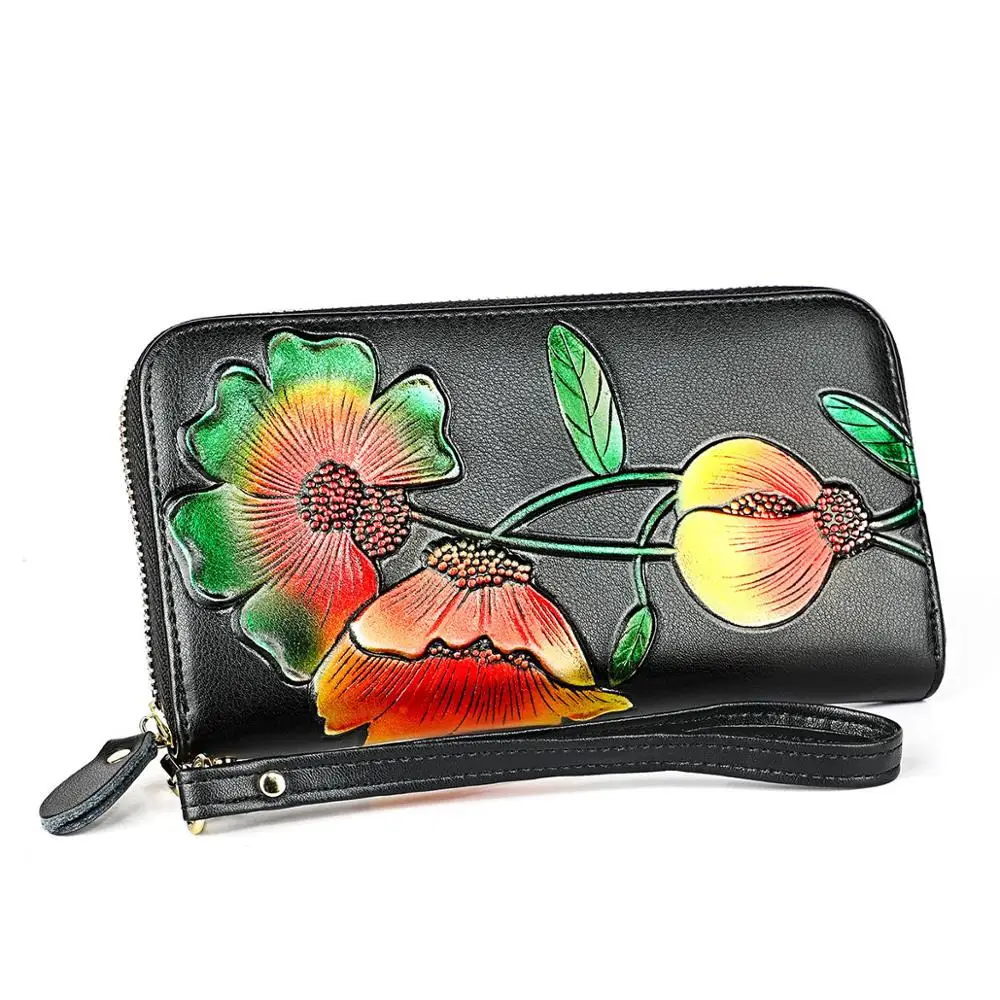 Leather Rfid Wallet Women Card Wallet Holder Ladies Wallets Womens Zipper Clutch Bag Handbag Credit Card Holder Cell Phone Purse