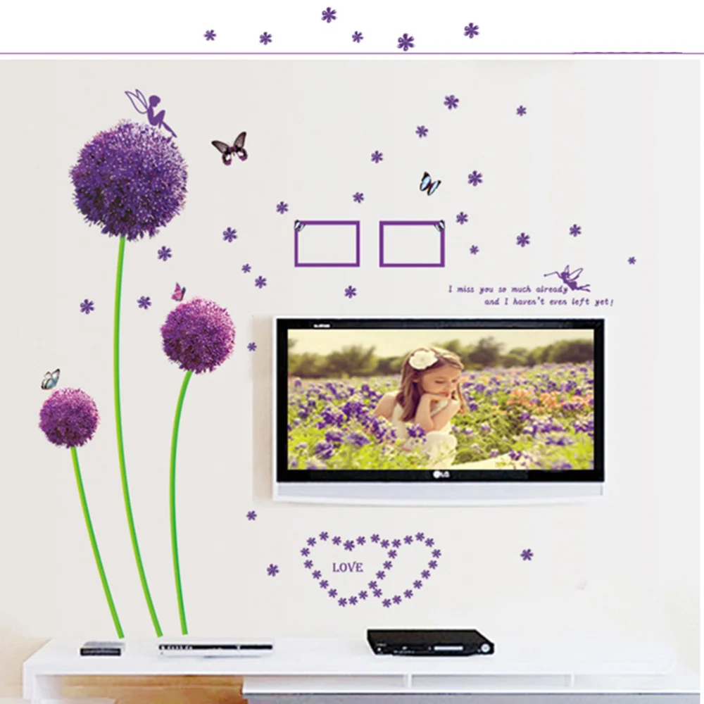 

Rural Style Dandelion PVC Window Wall Stickers Removable Self-adhesive Vinly Wall Art Murals Decals TV Background For Bedroom Li